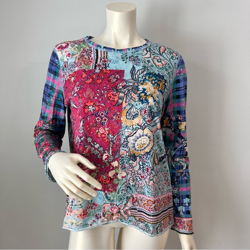 Sundance Cotton Multicolor Patchwork Long Sleeve … - image 1